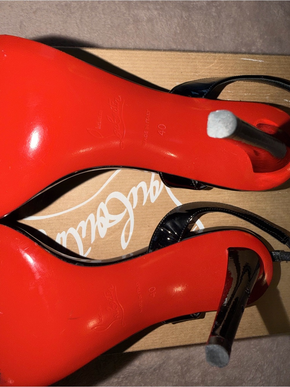Christian Louboutin Black Patent Slingback Stiletto Sandals - Picture 8 of 8